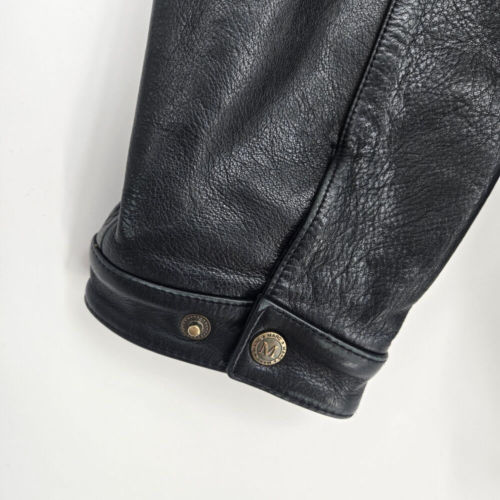 Vintage Bruno Magli black leather jacket with wool lining - mens 44 - Picture 9 of 16